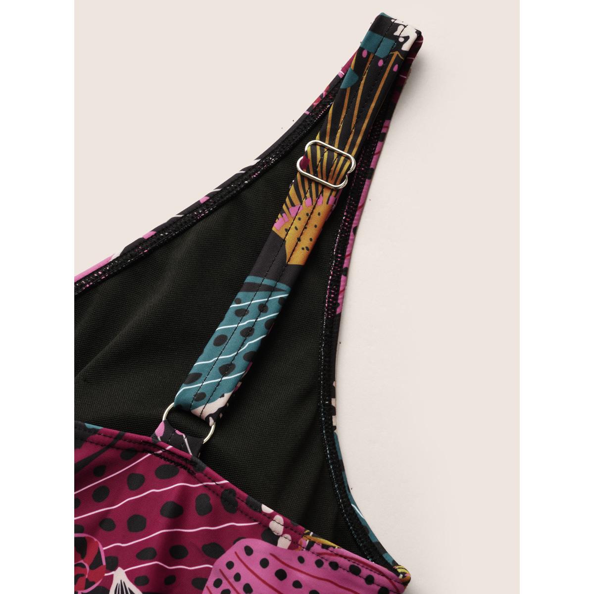 Plus Size V Neck Marine Elements Print Swim Dress Women's Swimwear Multicolor Beach Bodycon V-neck High stretch Curve Swim Dresses BloomChic 22-24/3X Product Image