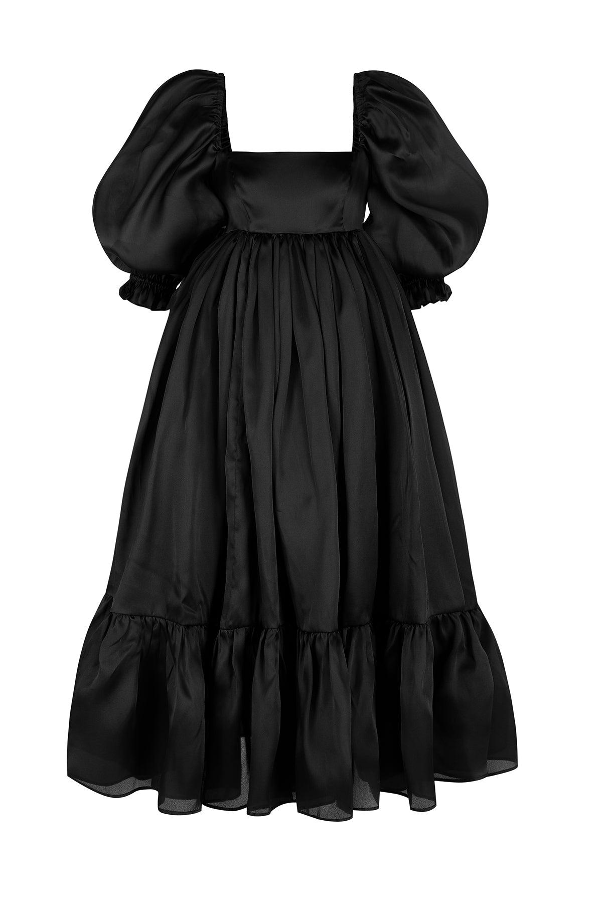 The Caviar Silk Satin Organza French Puff Dress Product Image