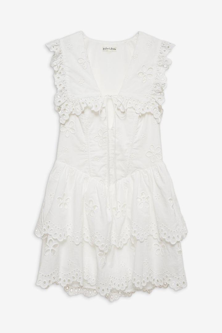 Daisy Eyelet Mini Dress — White Product Image