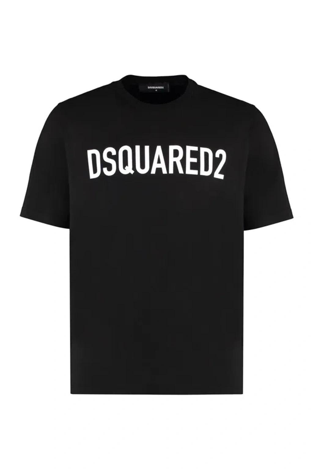 DSQUARED2 Mens Black Brand-print Crewneck Regular-fit Cotton-jersey T-shirt Product Image
