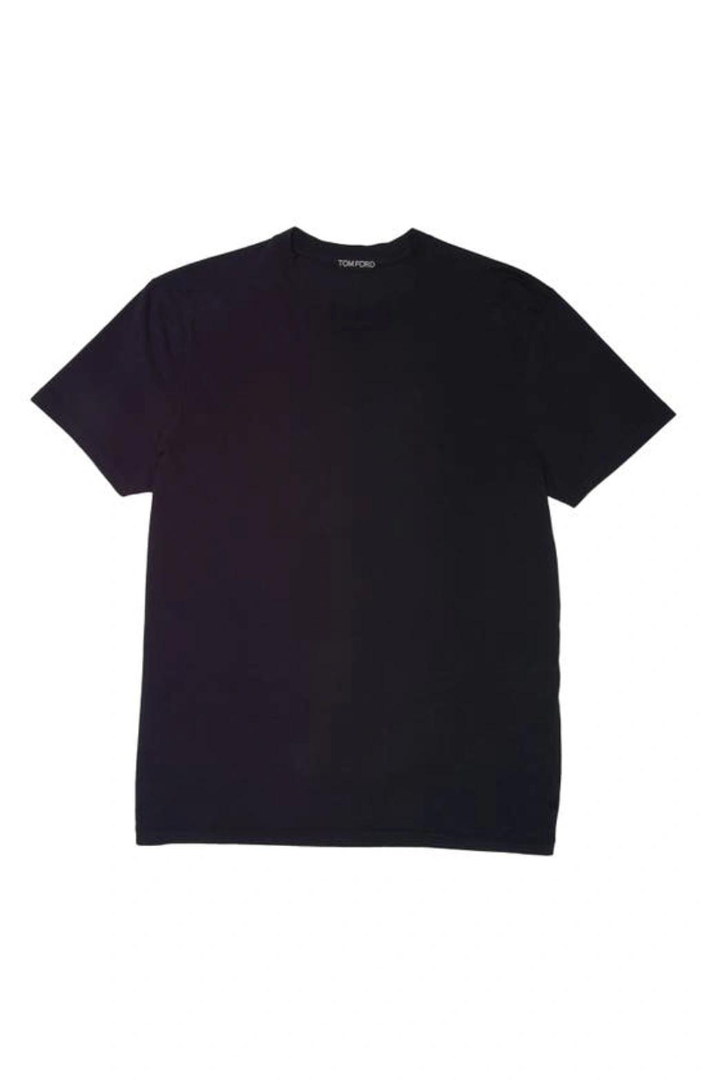 TOM FORD Black Basic Crewneck T-shirt With Tonal Stitching In Cotton Blend Man Product Image