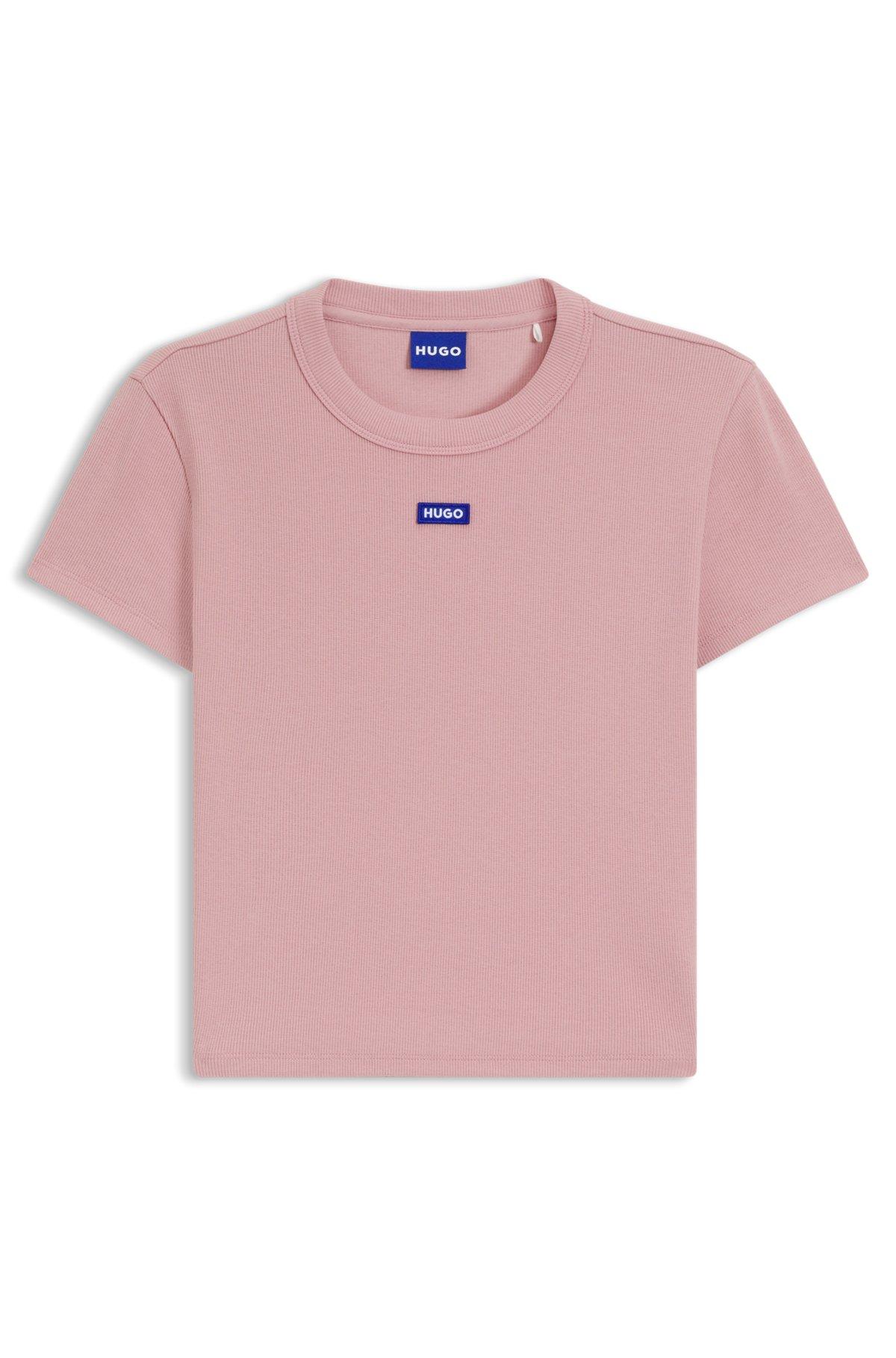 Logo-badge slim-fit T-shirt in stretch cotton Product Image