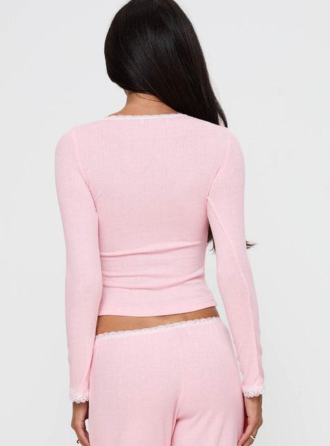 Whimsie Long Sleeve Sleep Top Pink Product Image