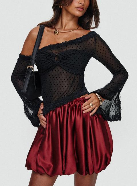 Rubee Bubble Hem Mini Skirt Red Product Image