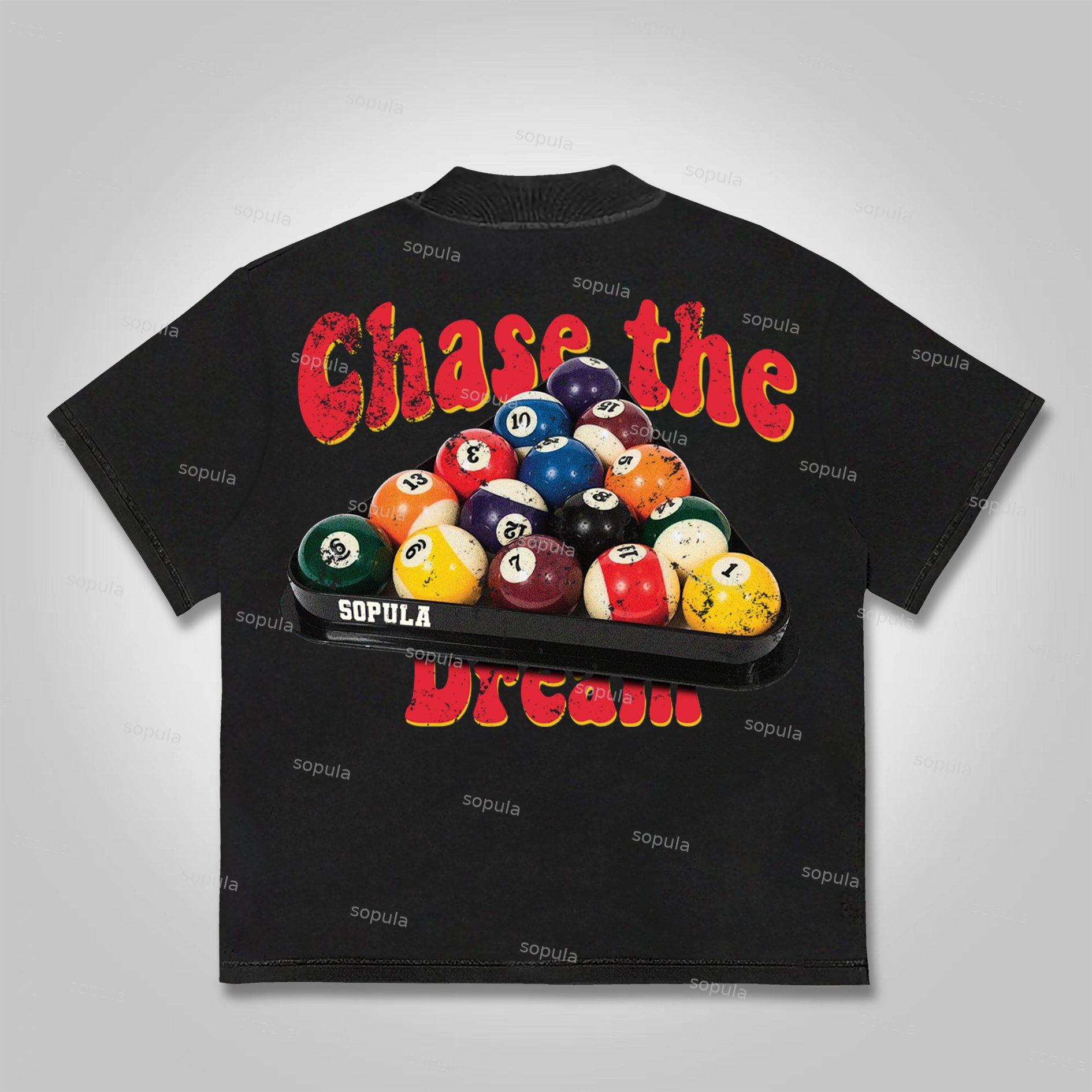 Sopula Chase The Dream Vintage Billiards Graphics Cotton T-Shirt Product Image