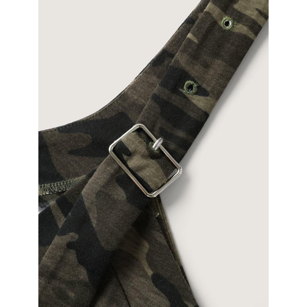 Plus Size ArmyGreen Camouflage Print Stretchy Wide Leg Jumpsuit Women Leisure Sleeveless Non Casual Loose Jumpsuits BloomChic 28/5X Product Image