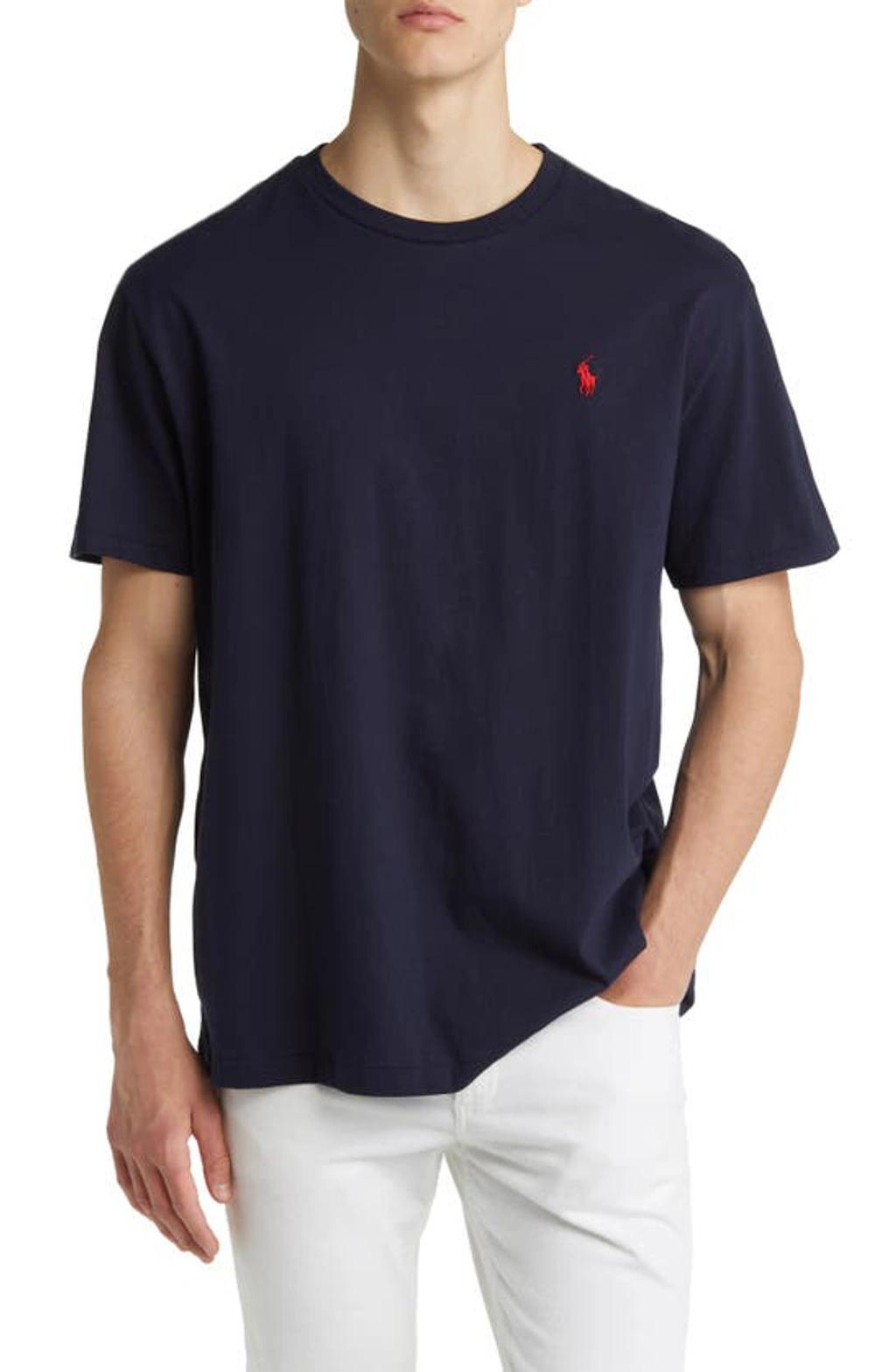 POLO RALPH LAUREN Slim-fit Logo-embroidered Cotton-jersey T-shirt In Navy Product Image