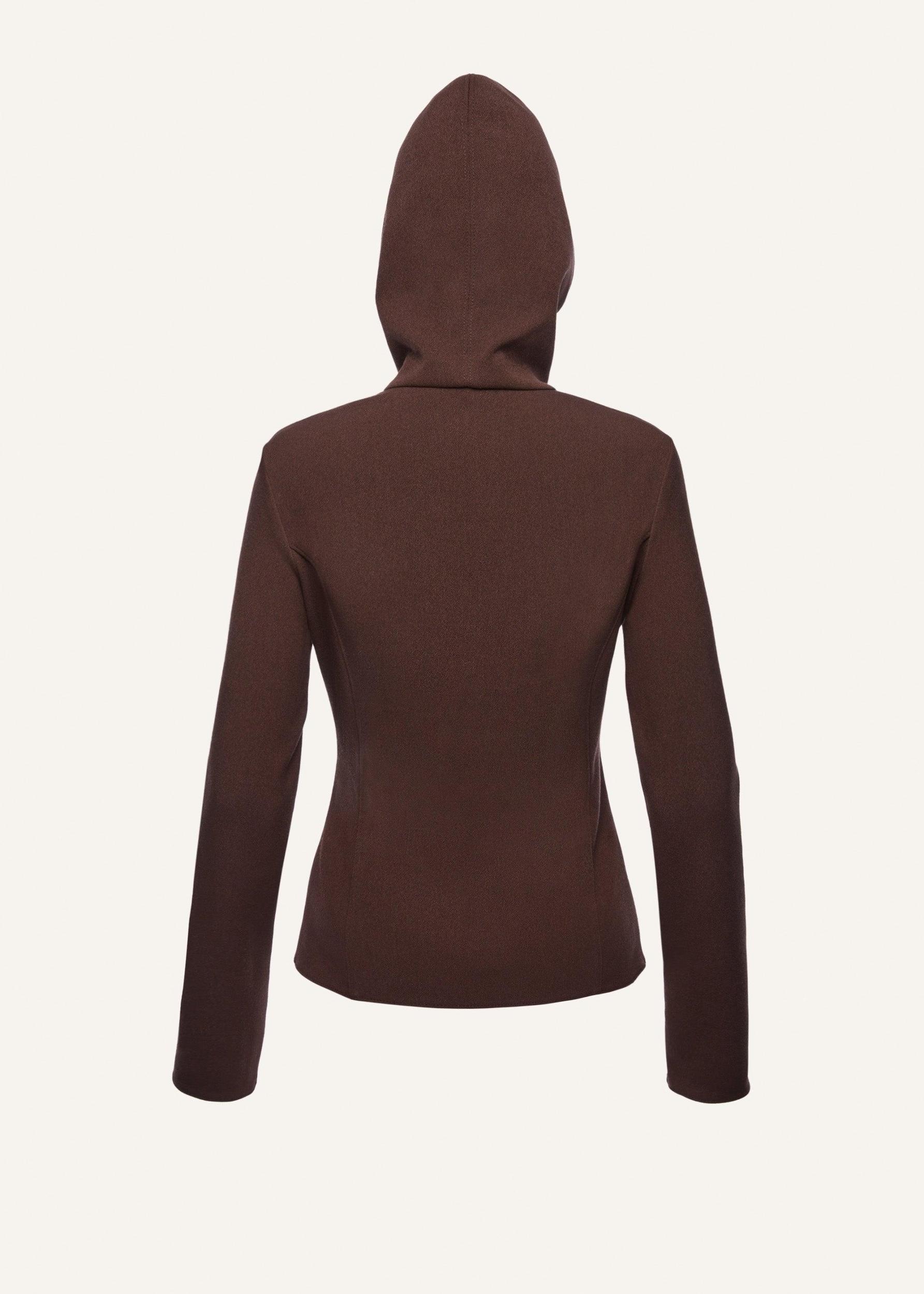 Half zip hoodie in brown Product Image