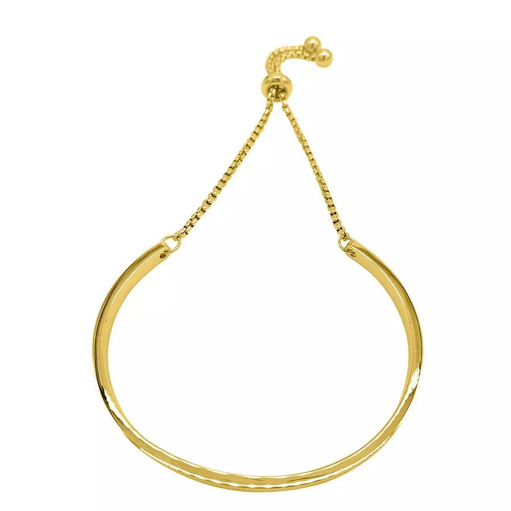 Adornia 14k Gold Plated Curved Bar Slider Bracelet, Women's, Size: 5-9" ADJ, Gold Tone Product Image