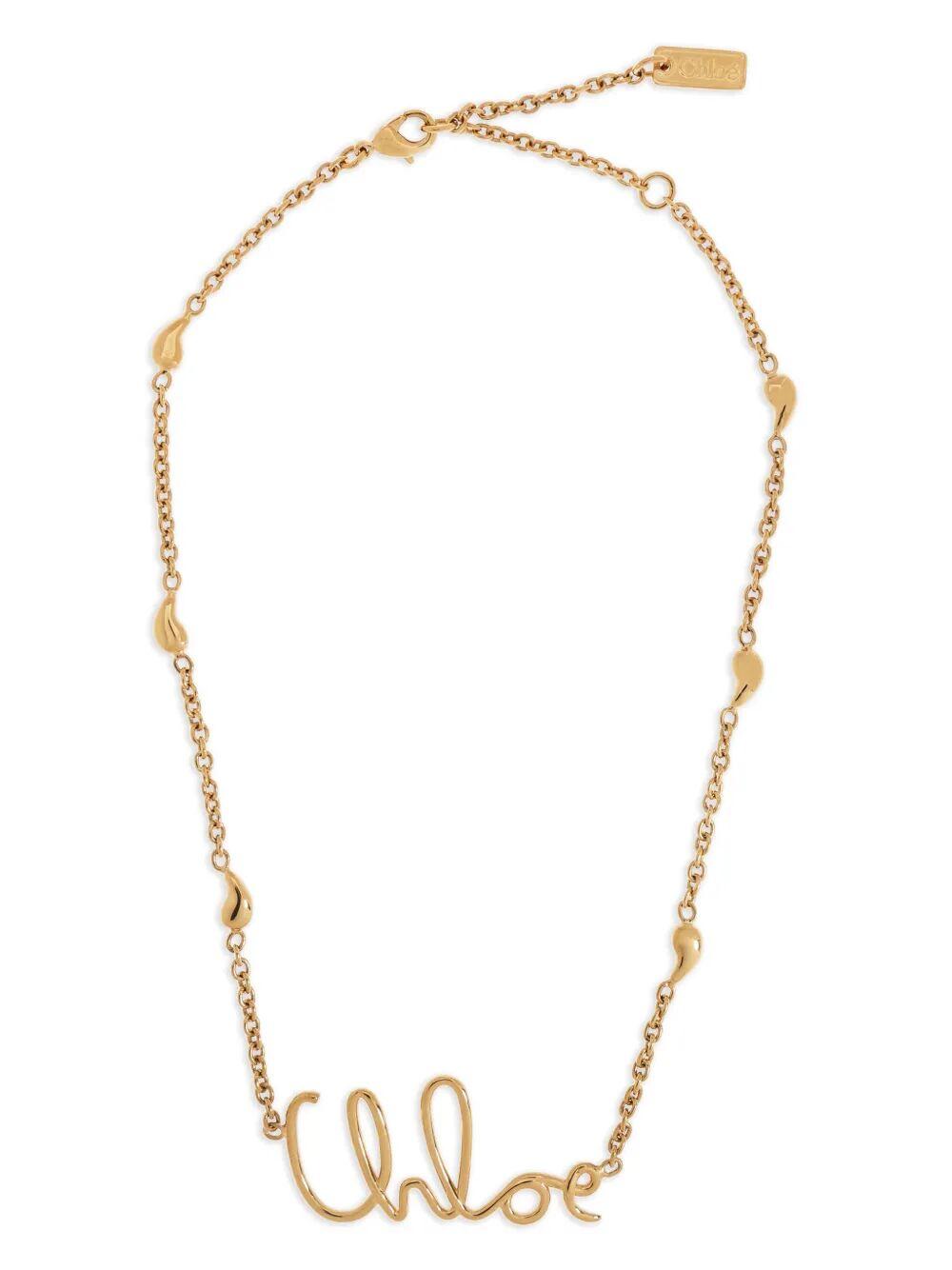 CHLOÉ Golden Logo Shells Necklace Product Image