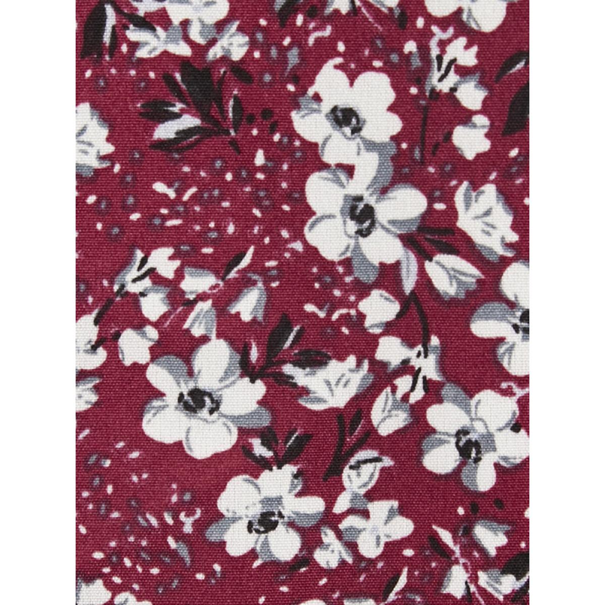 Plus Size Burgundy Floral Lantern Sleeve Arc Hem V Neck Blouse Women Elegant Long Sleeve V-neck Dailywear Blouses BloomChic 22-24/3X Product Image