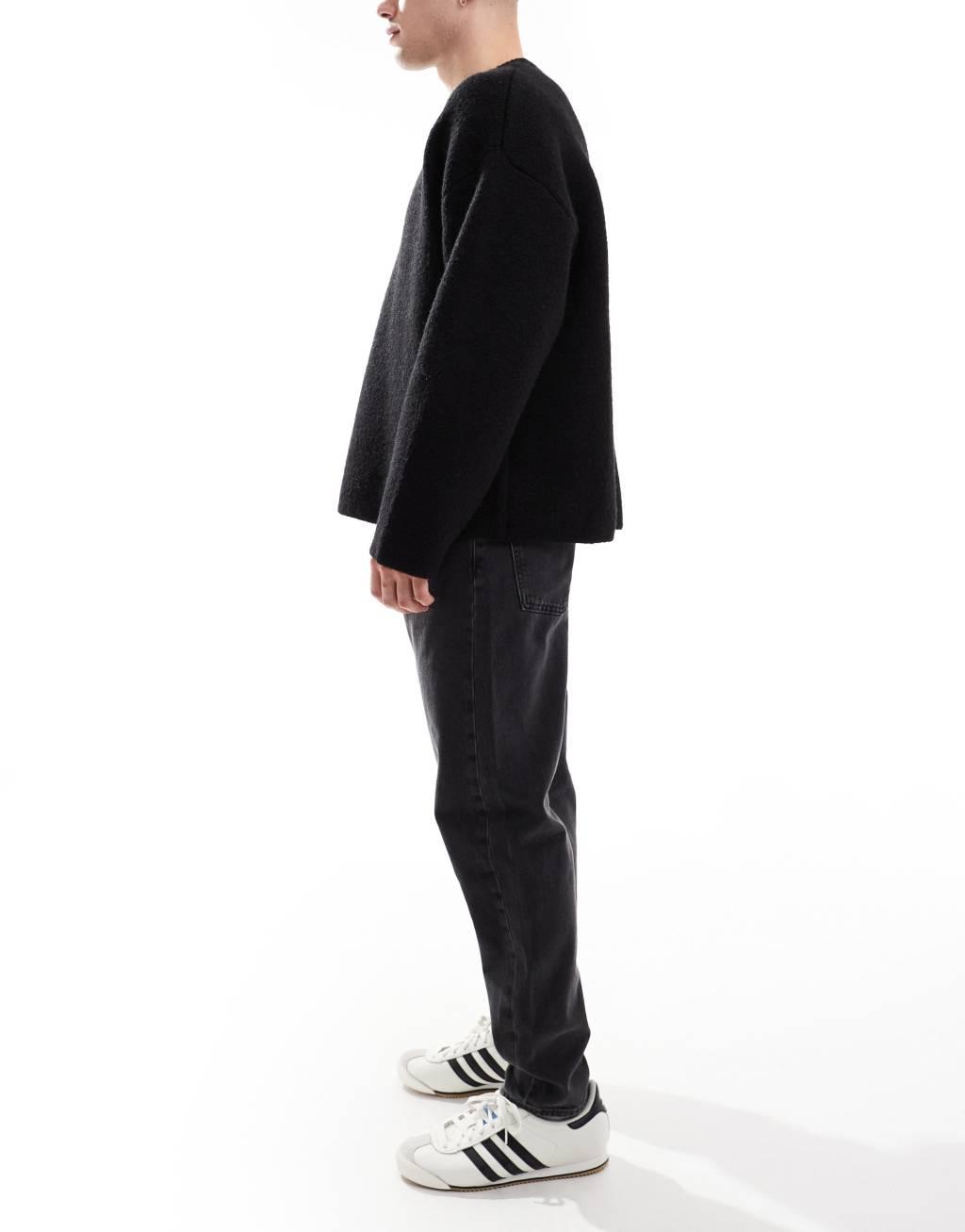 ASOS DESIGN tapered jeans in washed black  Product Image