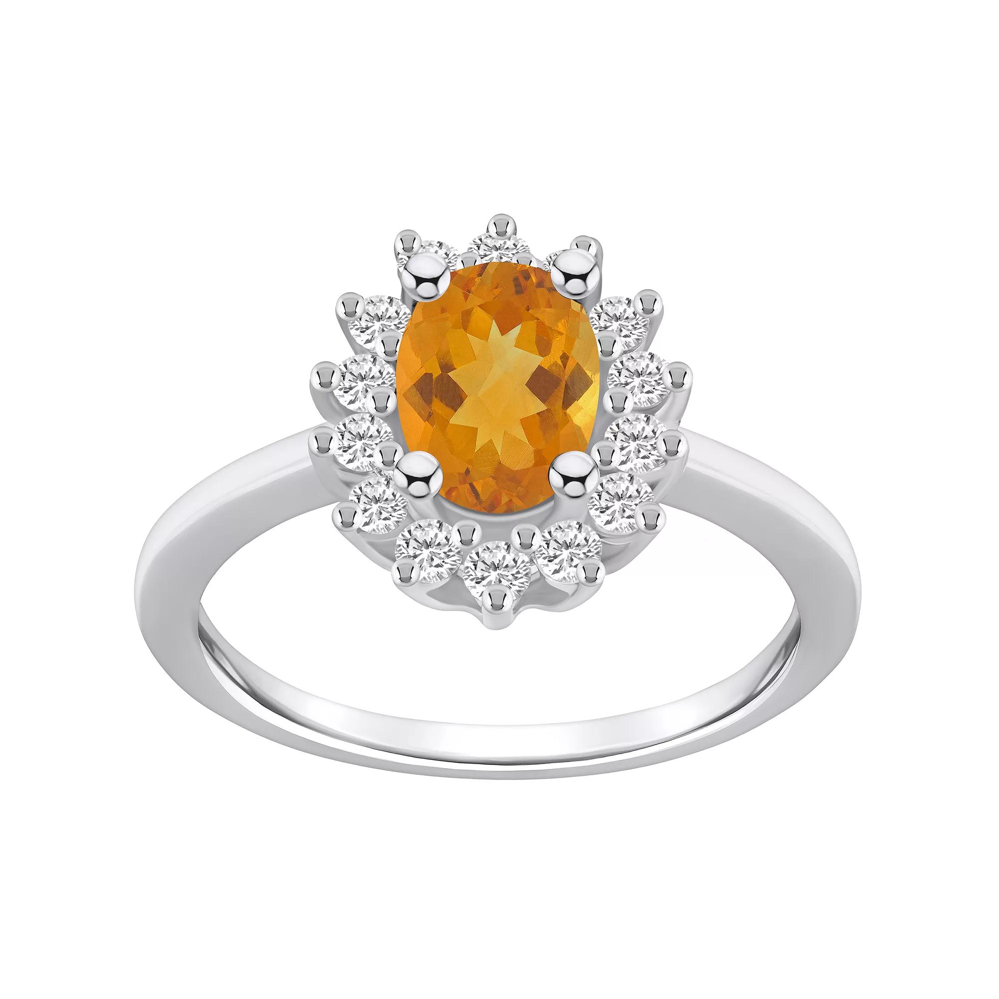 Alyson Layne 14k White Gold Oval Cut Peridot & 1/3 Carat T.W. Diamond Halo Ring, Women's, Size: 5, Green Product Image