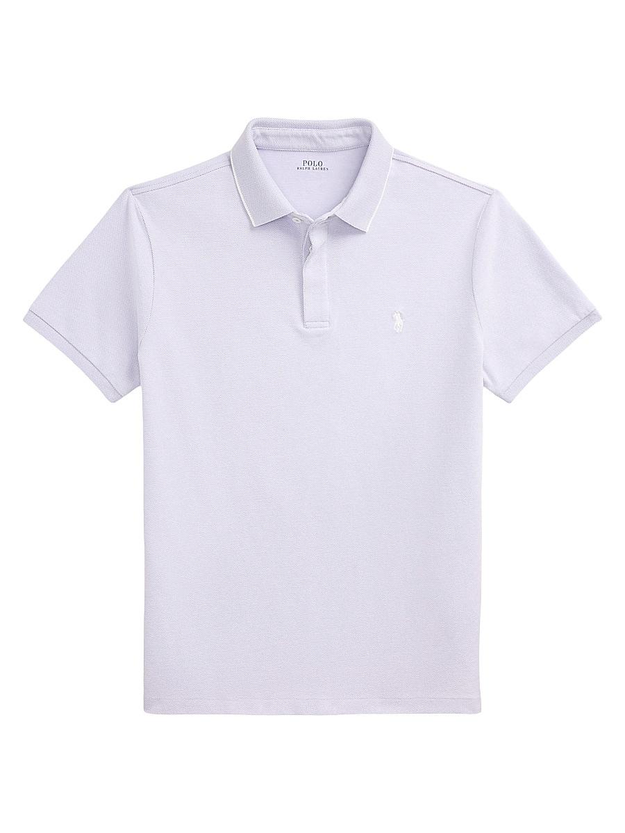 Mens Custom-Slim-Fit Stretch Oxford Mesh Polo Shirt Product Image