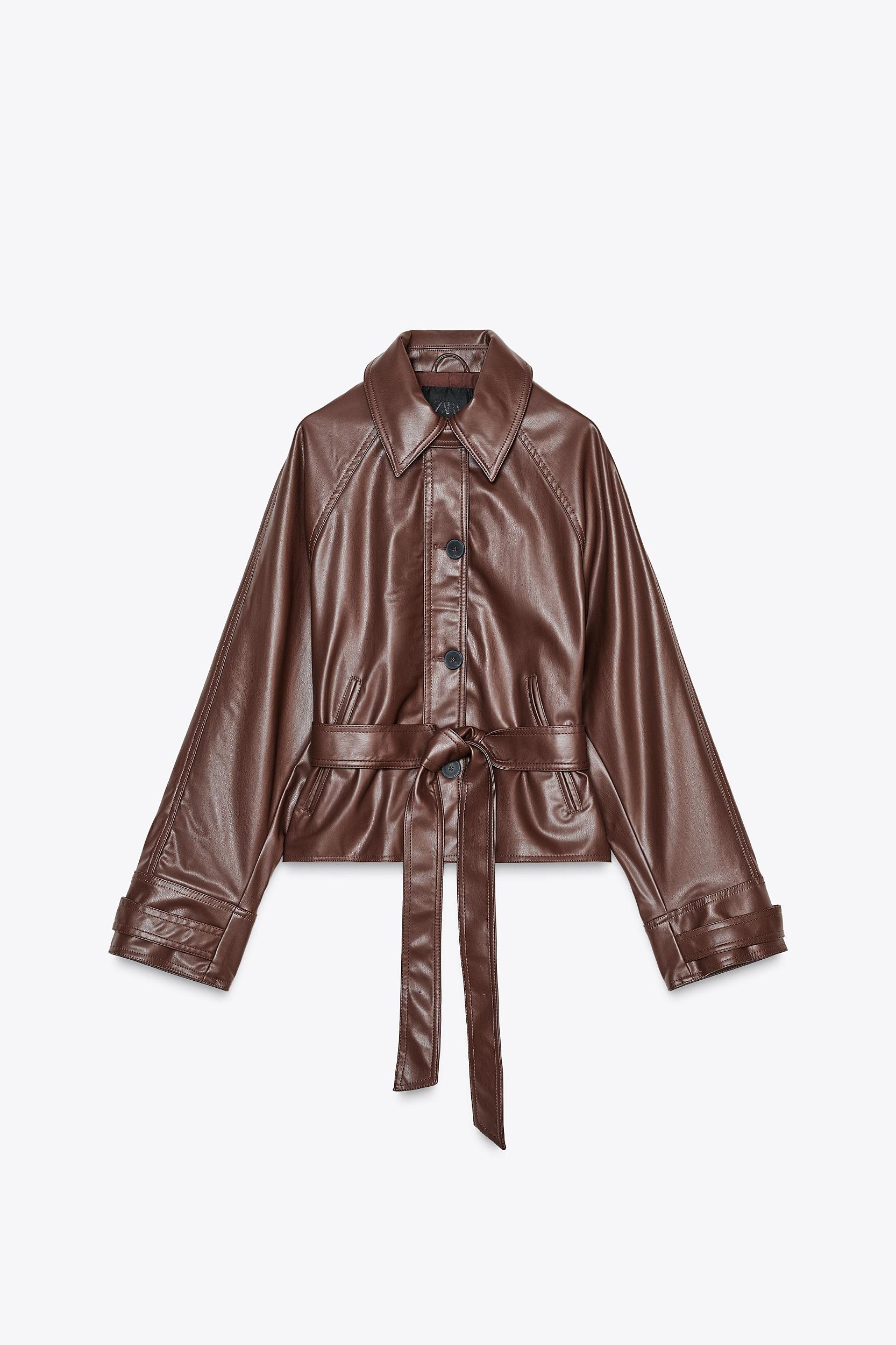SHORT FAUX LEATHER TRENCH COAT Product Image