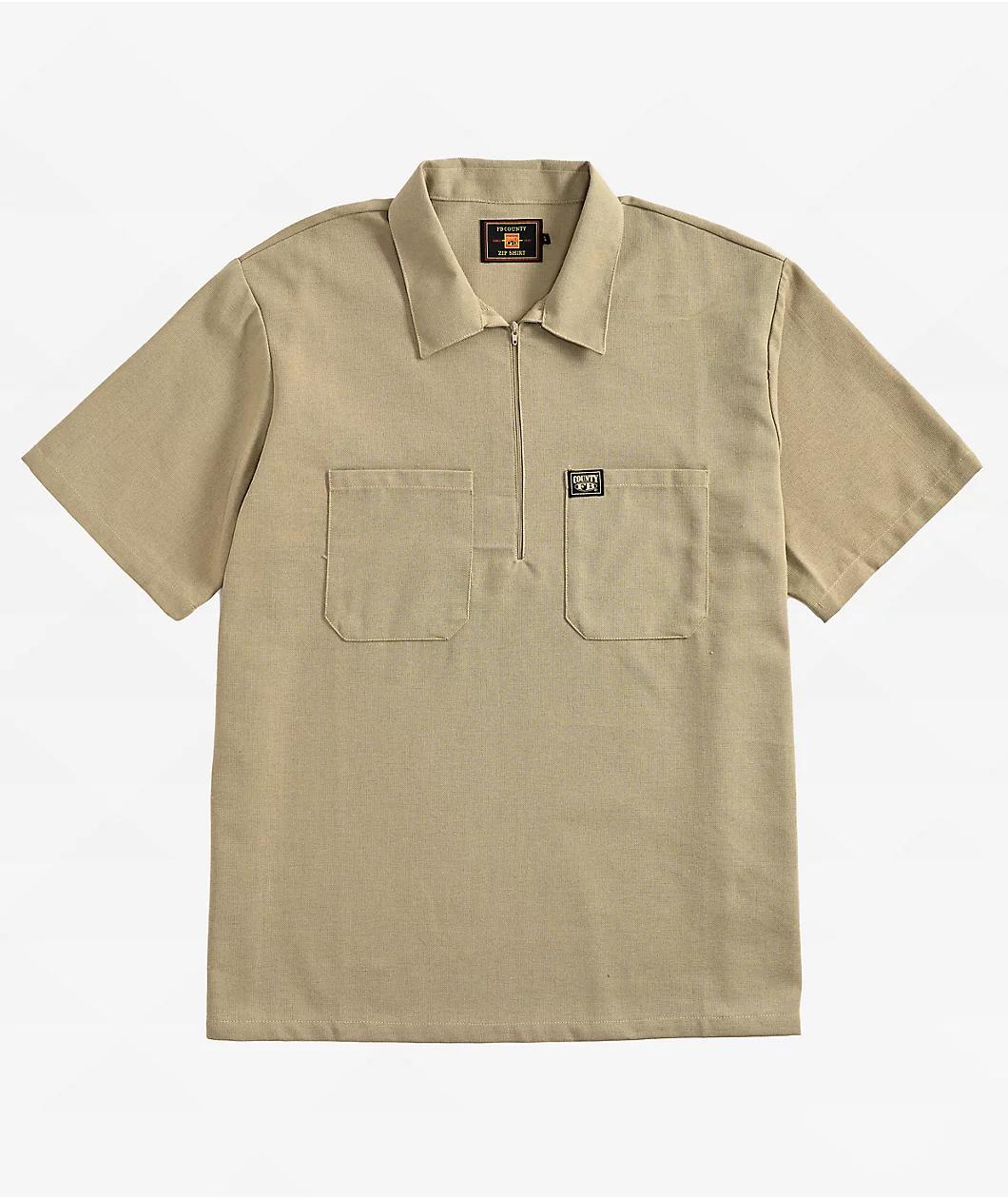 FB County Khaki Zip Short Sleeve Shirt Product Image