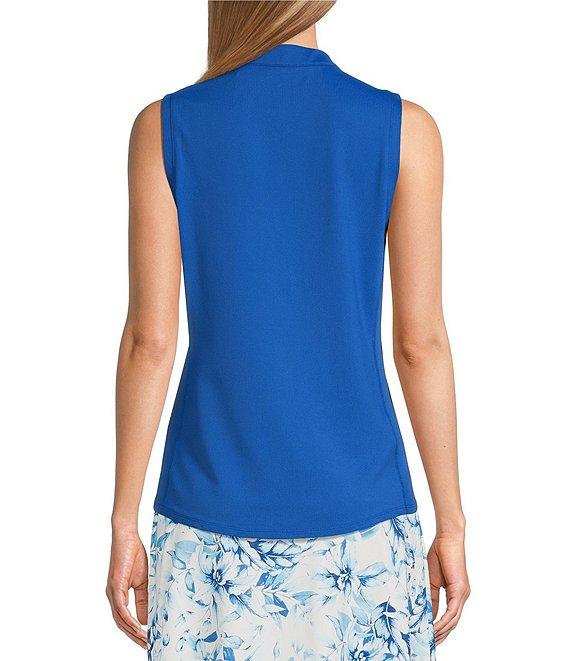 Tommy Bahama Aubrey Peached Jersey Solid Half Zip Mock Neck Sleeveless Top Product Image
