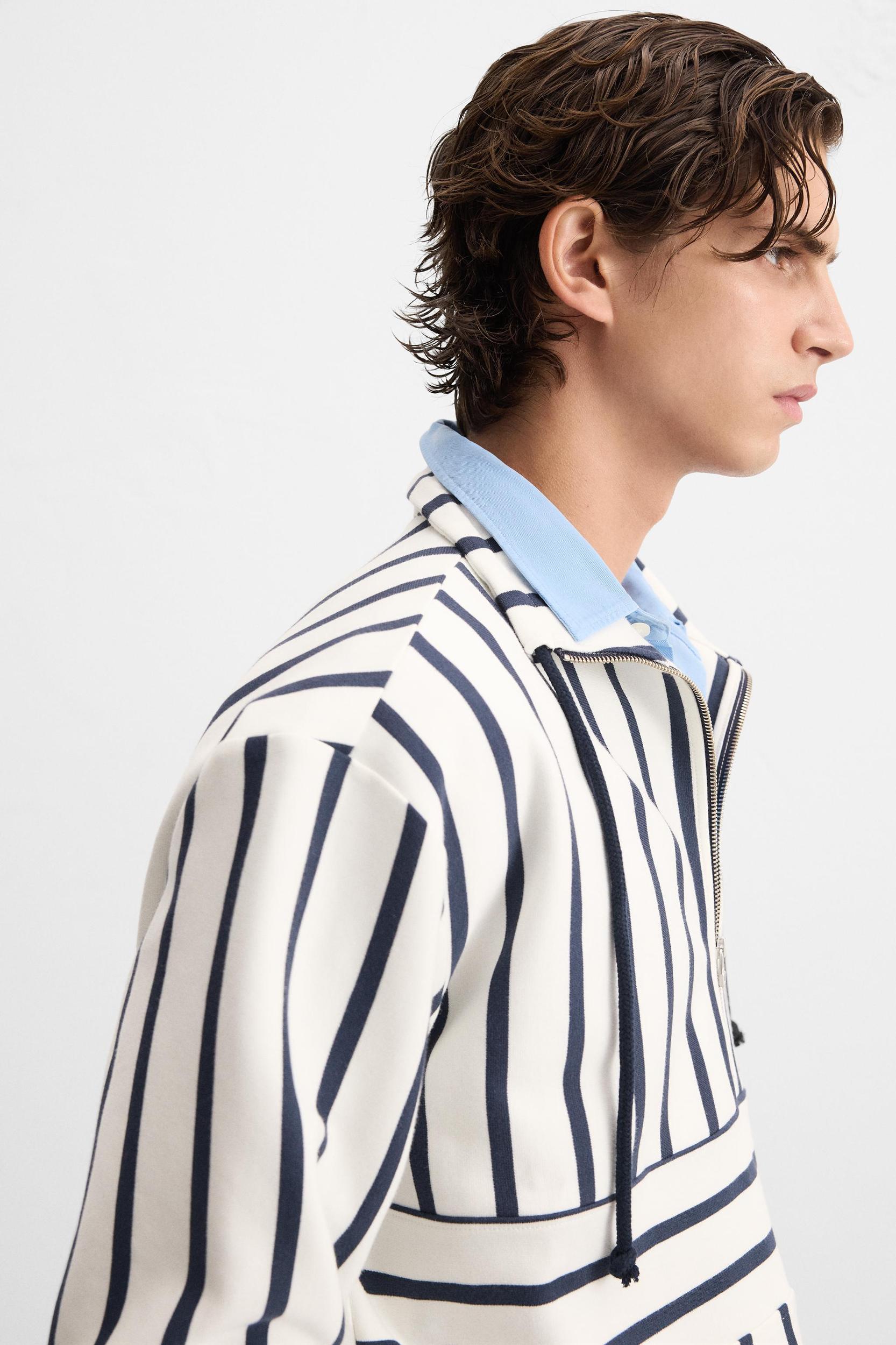 STRIPED QUARTER-ZIP SWEATSHIRT Product Image