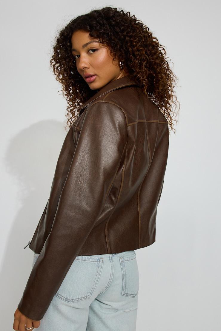 Faux Leather Worker Jacket Product Image