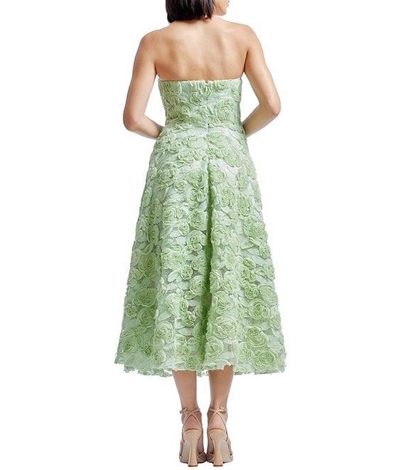 Dress the Population Briella Soutache Rosette Strapless Neck Sleeveless A Line Midi Dress Product Image