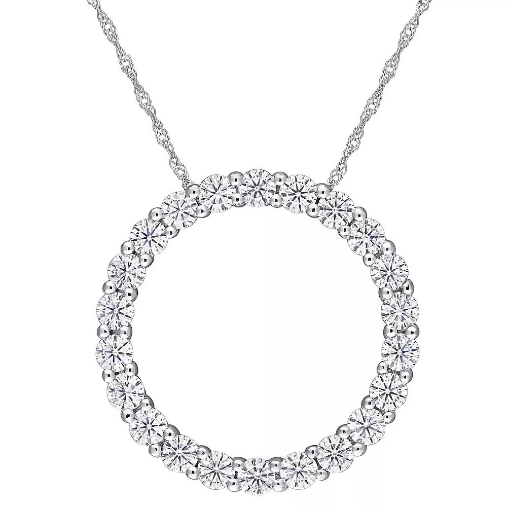 Stella Grace 14k White Gold 2 1/5 Carat T.W. Lab-Created Moissanite Circle Pendant Necklace, Women's, Size: 17" Product Image