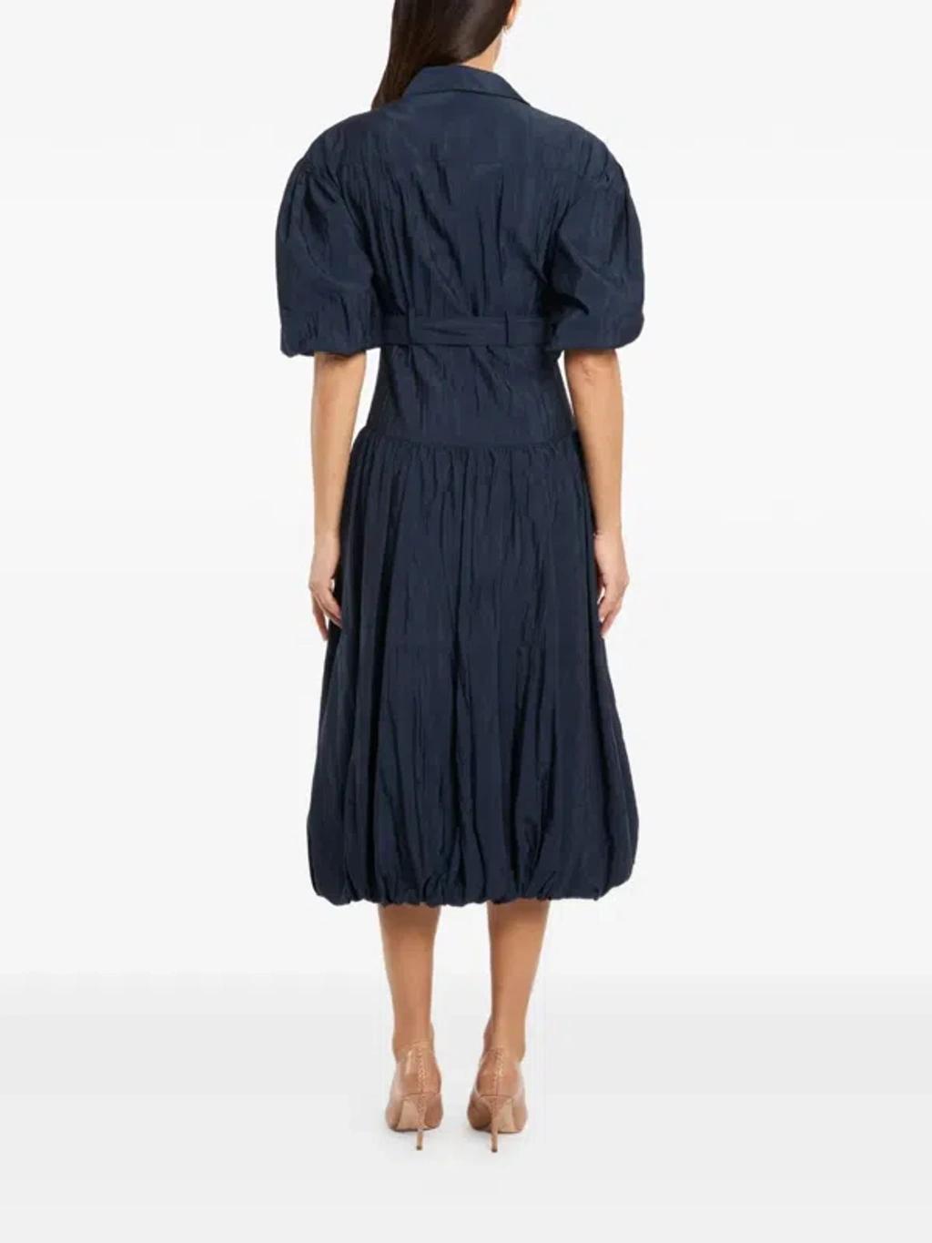 CINQ À SEPT Daliah Puff-sleeve Belted Midi Dress In Blue Product Image
