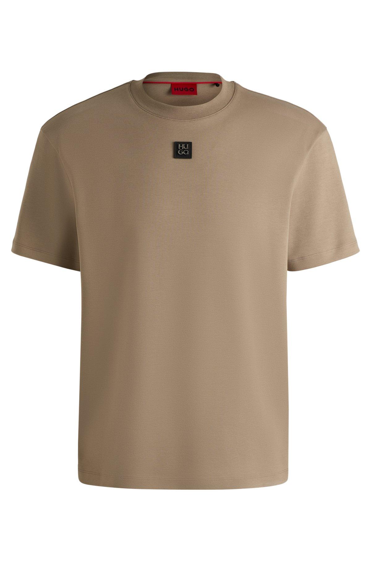 Interlock-cotton T-shirt with metallic stacked-logo badge Product Image