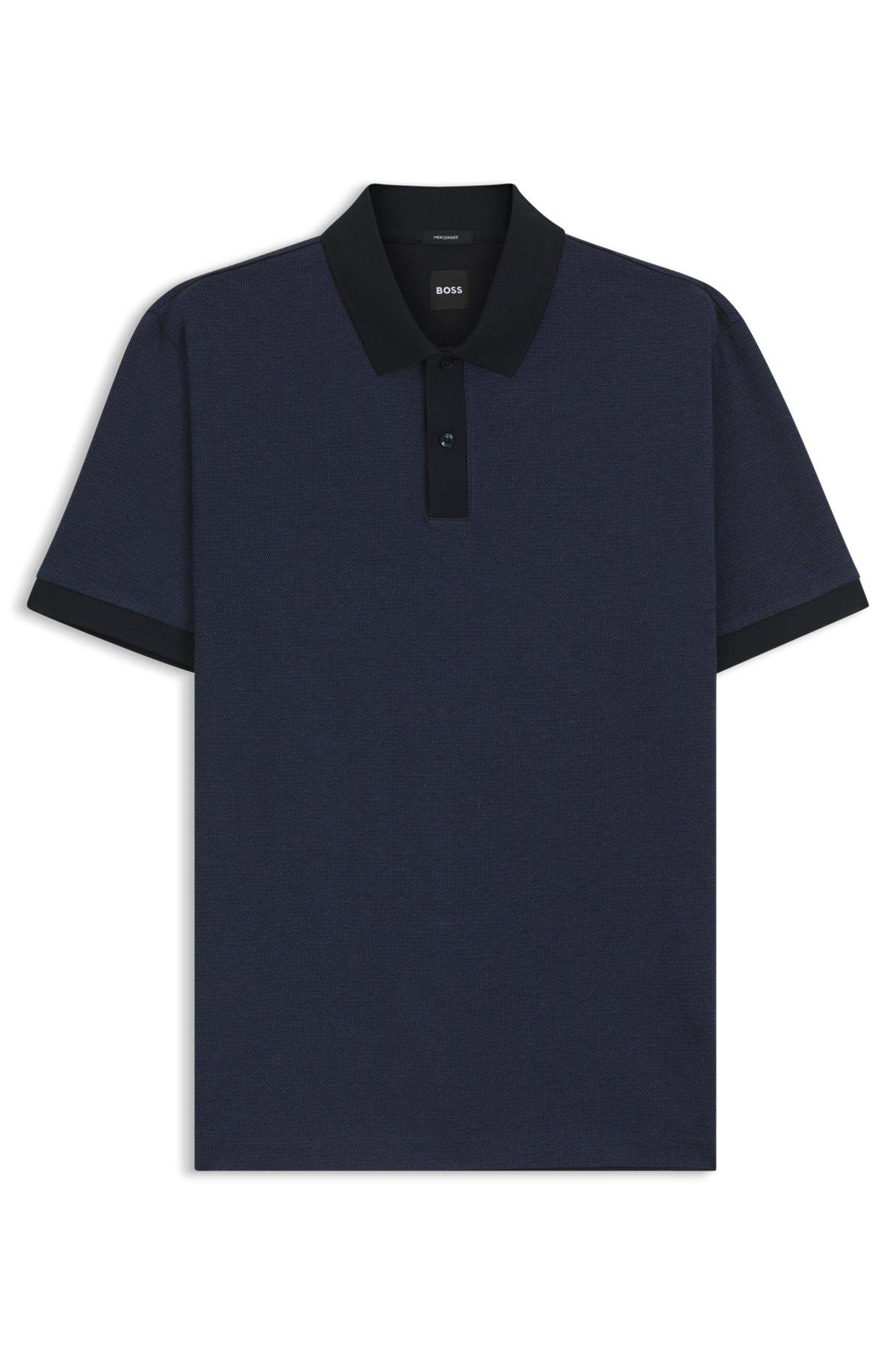 Micro-pattern polo shirt in mercerised cotton Product Image