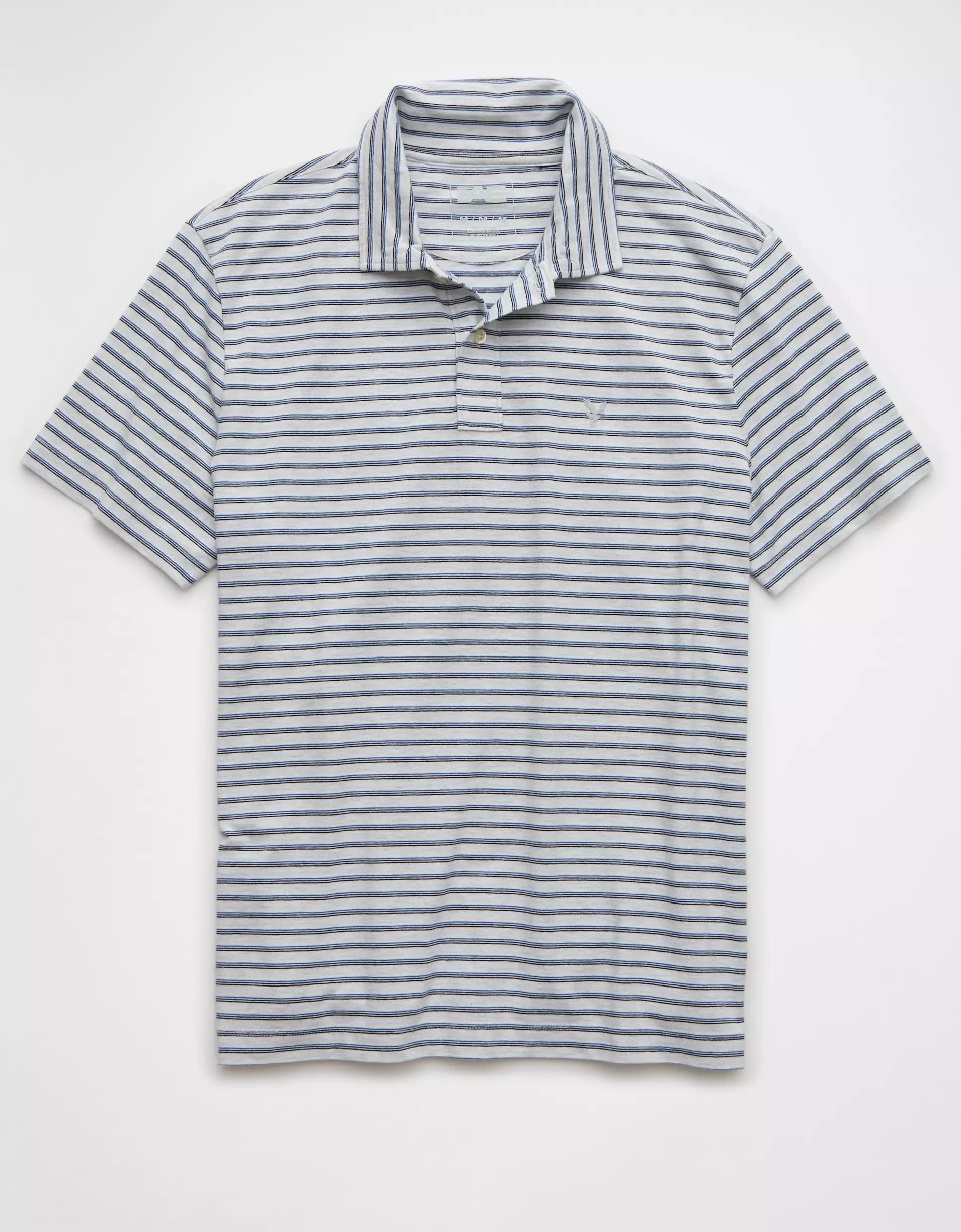 AE 24/7 Club Logo Striped Polo Shirt Product Image