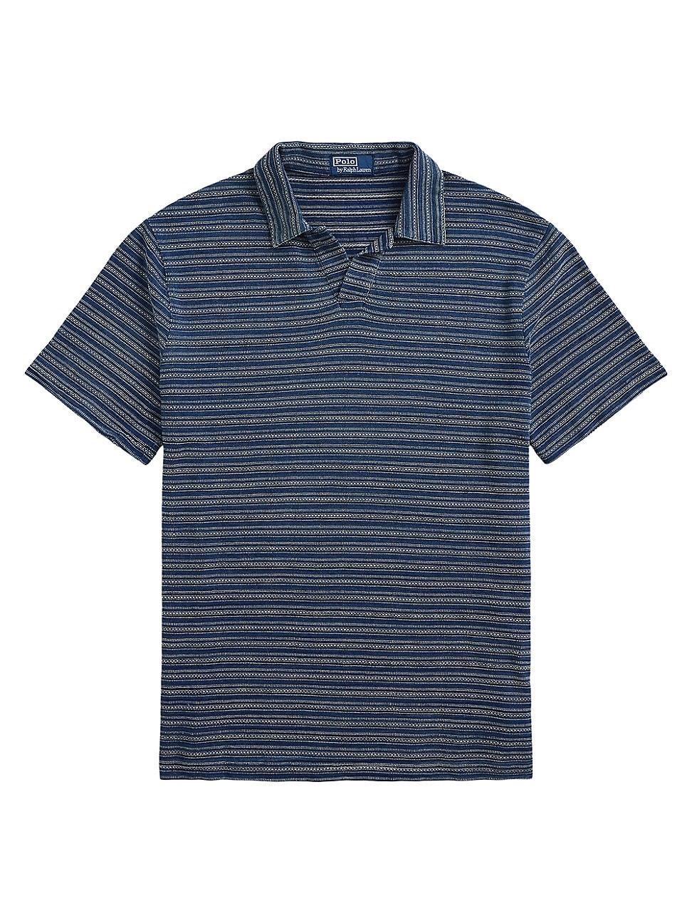 Mens Striped Slub Jersey Polo Shirt Product Image