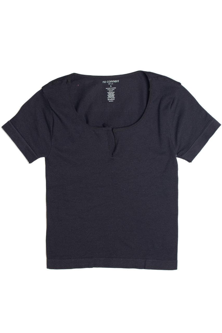 Black Short Sleeve Seamless Notched Tee Product Image