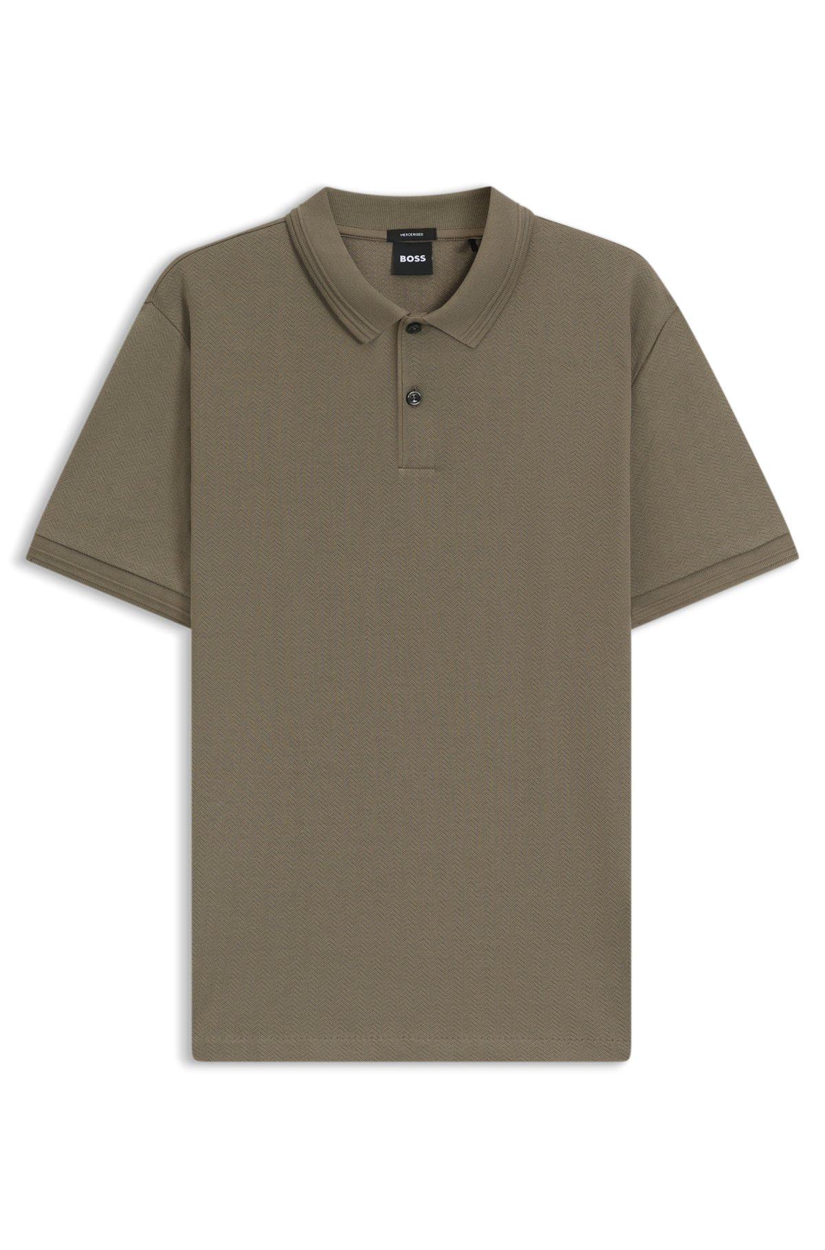 Cotton polo shirt with herringbone structure Product Image