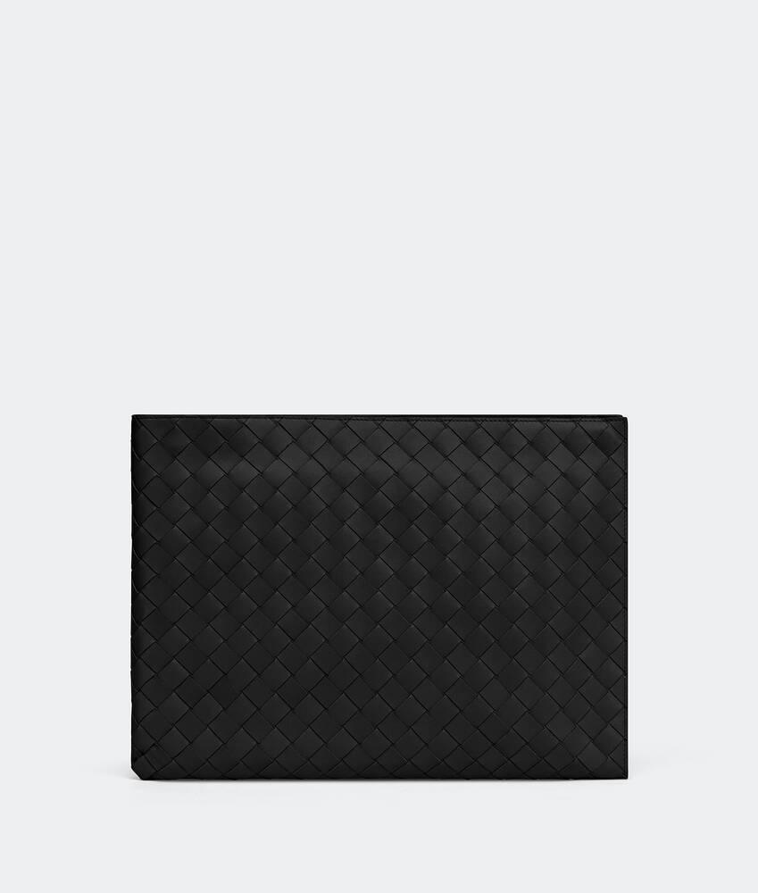 Men's Intrecciato Half Zip Pouch in Black Product Image