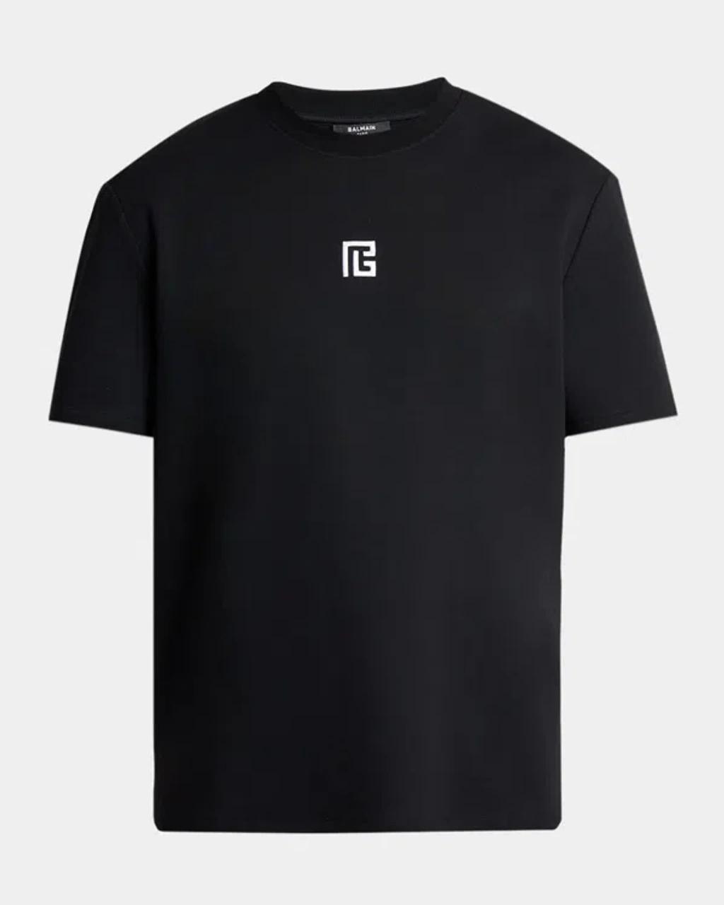 BALMAIN Logo-embroidered Crew-neck T-shirt In Black Product Image