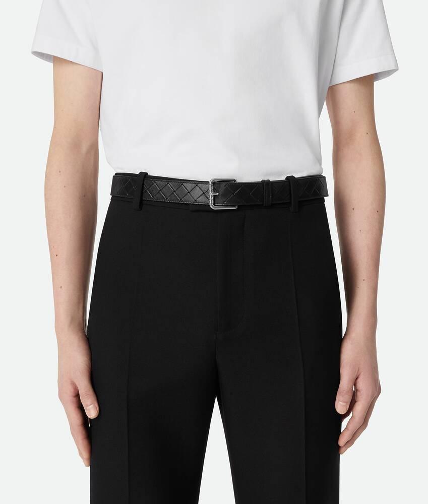 Men's Intrecciato Stamp Belt in Black Product Image