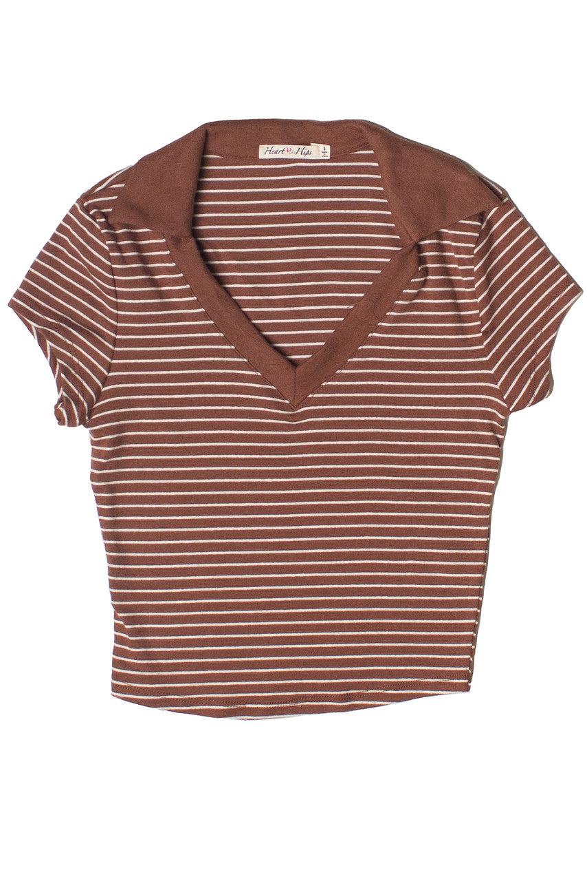 Striped Crop Polo Tee Product Image