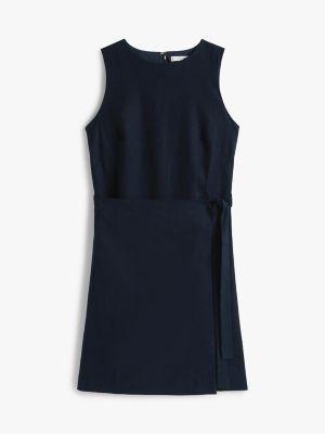 Sleeveless Linen-Blend Faux Wrap Dress Product Image