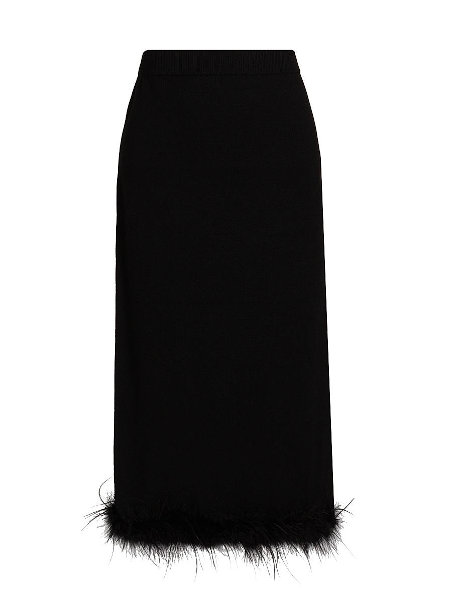 Womens Louise Feather-Trim Wool Skirt Product Image