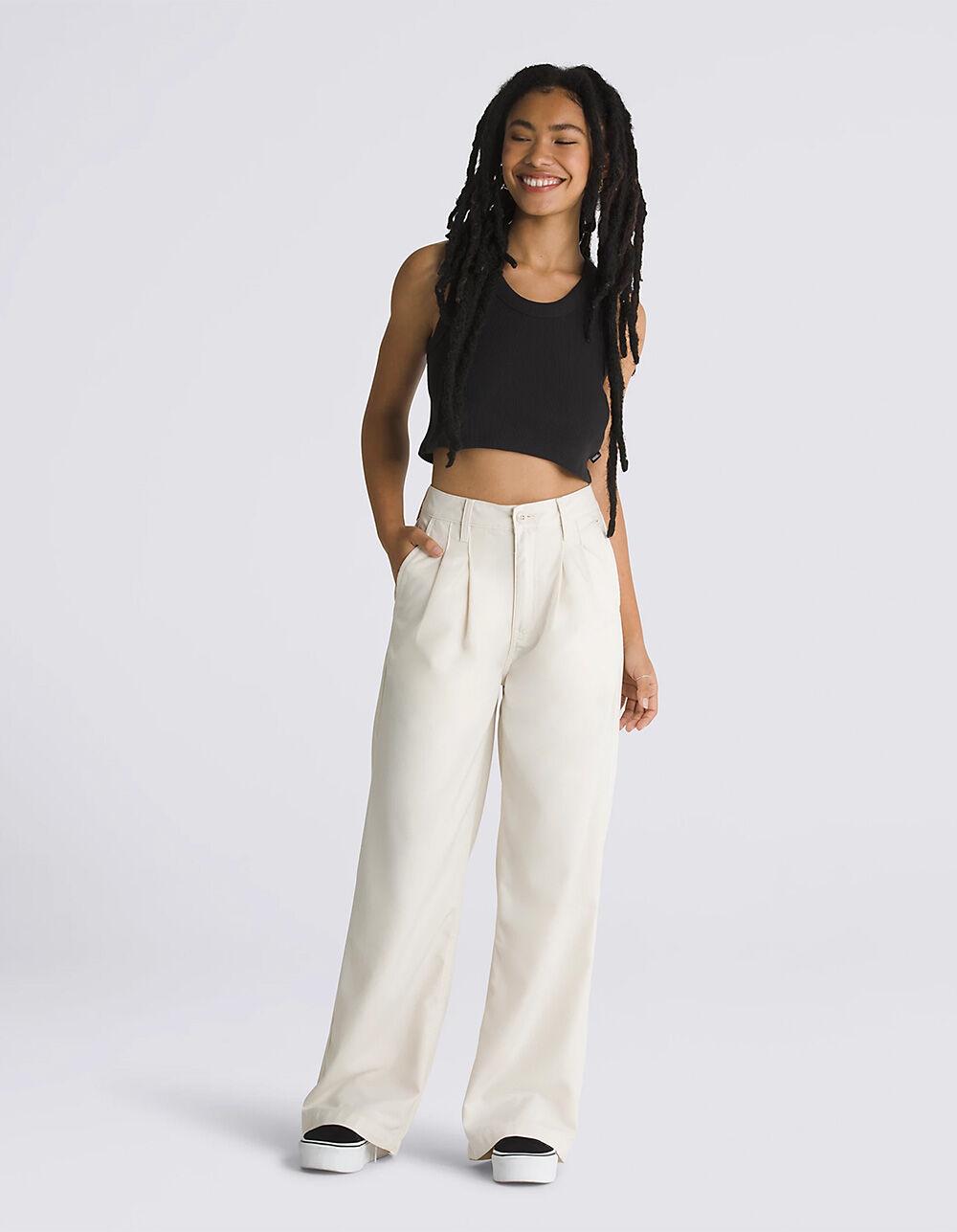 VANS Alder Relaxed Pleated Womens Pants - OFF WHITE Product Image