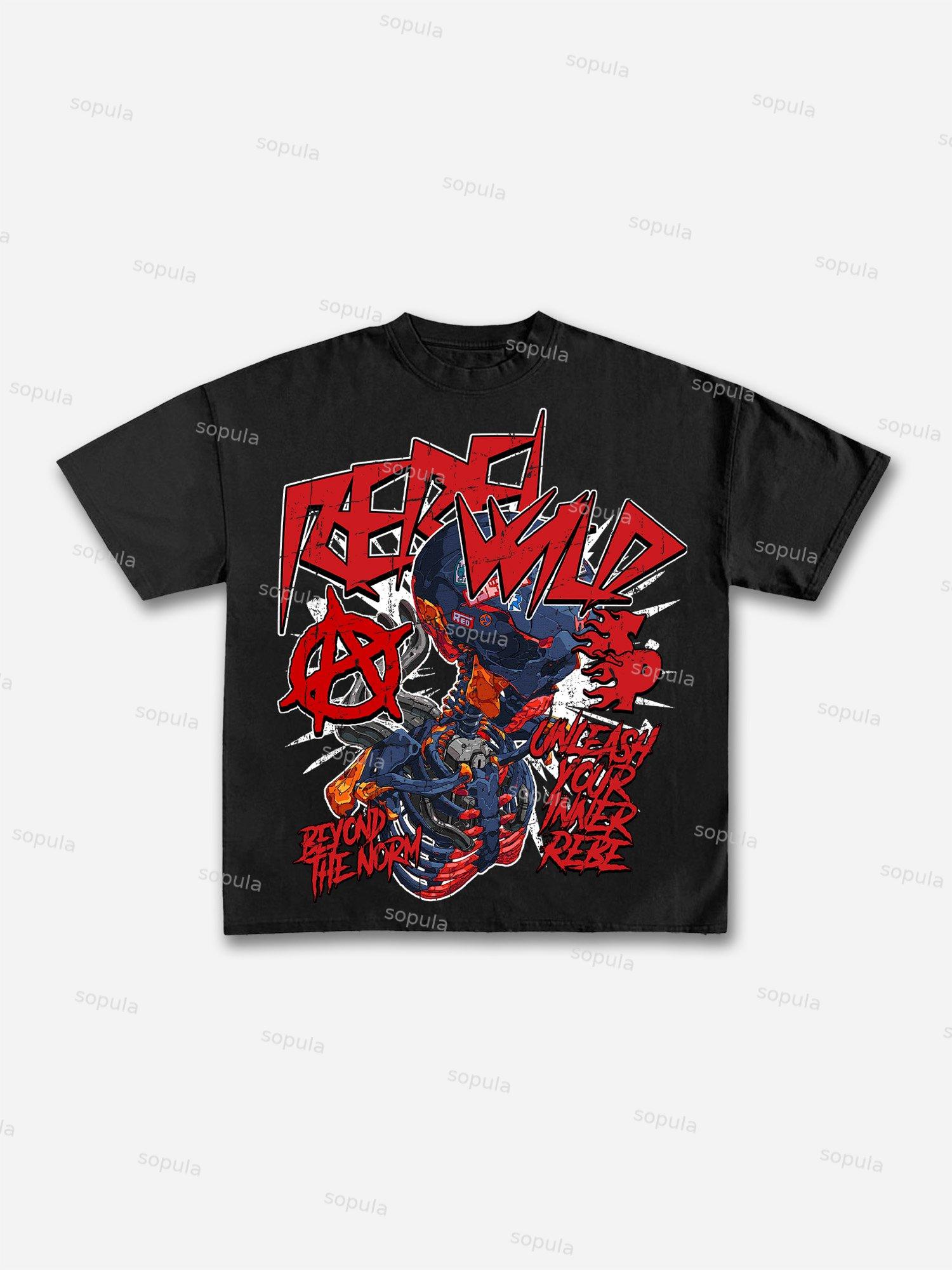 Rebel Skull Graphic Print Cotton T-shirt Product Image