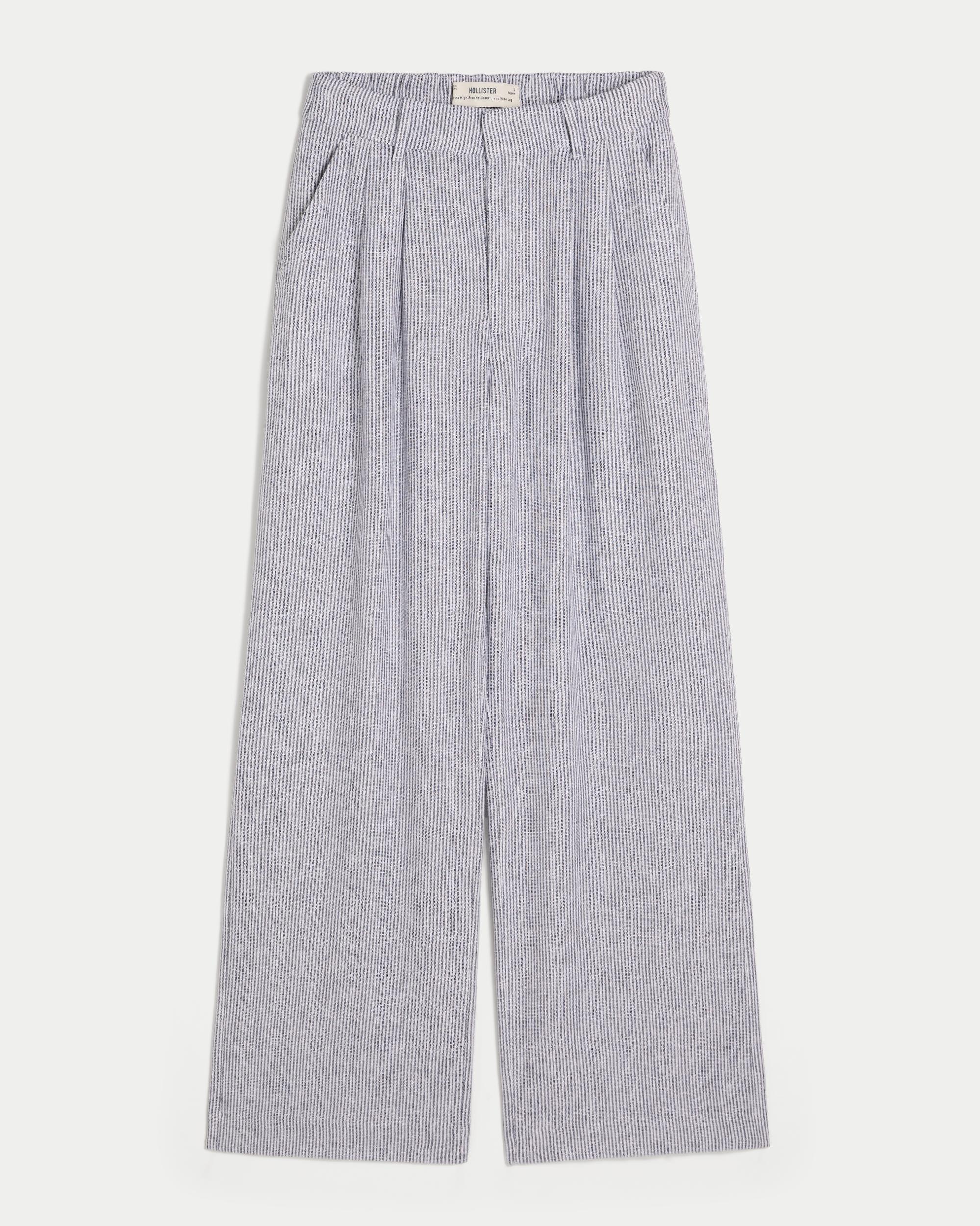 Hollister Livvy Ultra High-Rise Linen-Blend Wide-Leg Pants Product Image