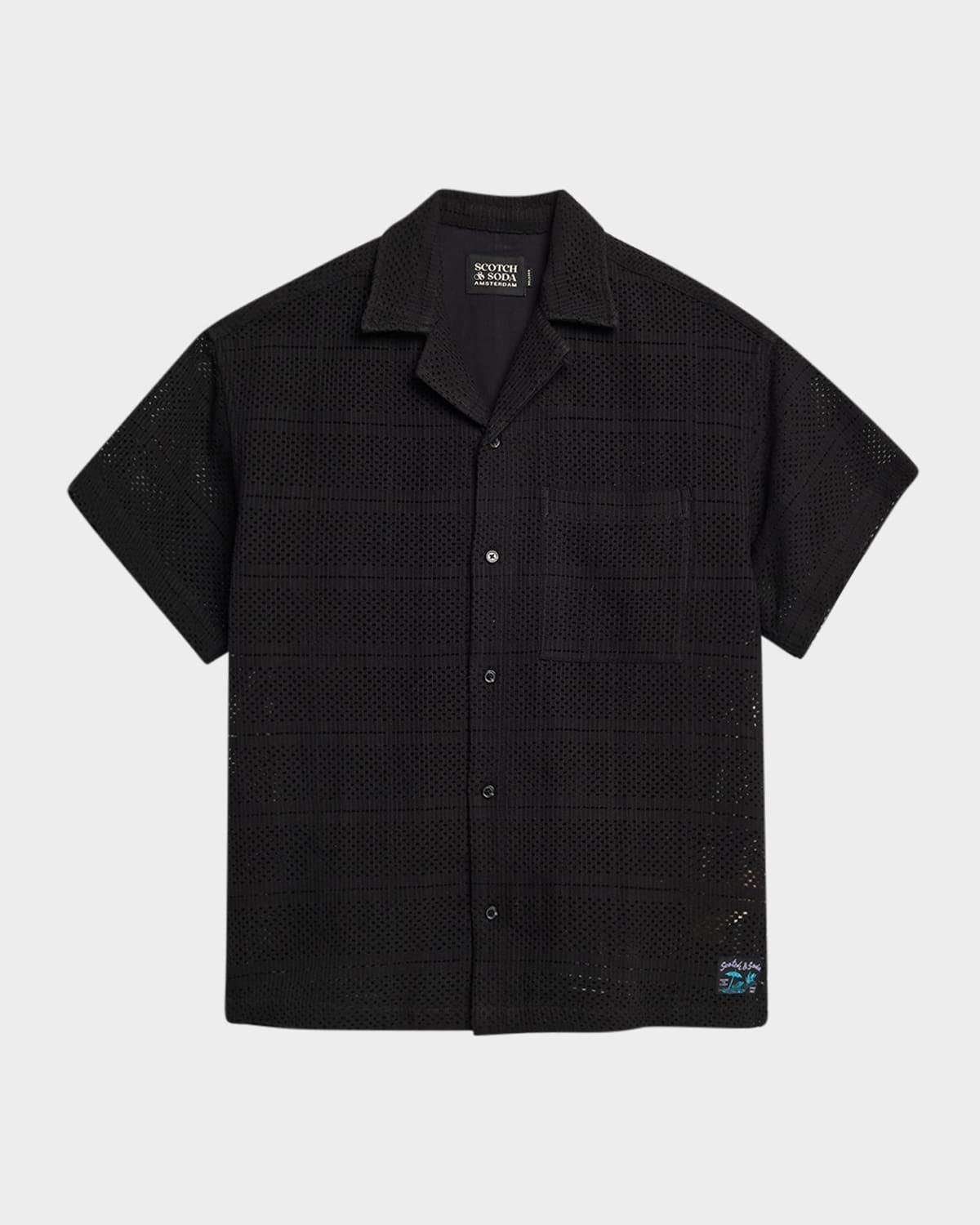 Men's Relaxed Crochet Camp Shirt Product Image