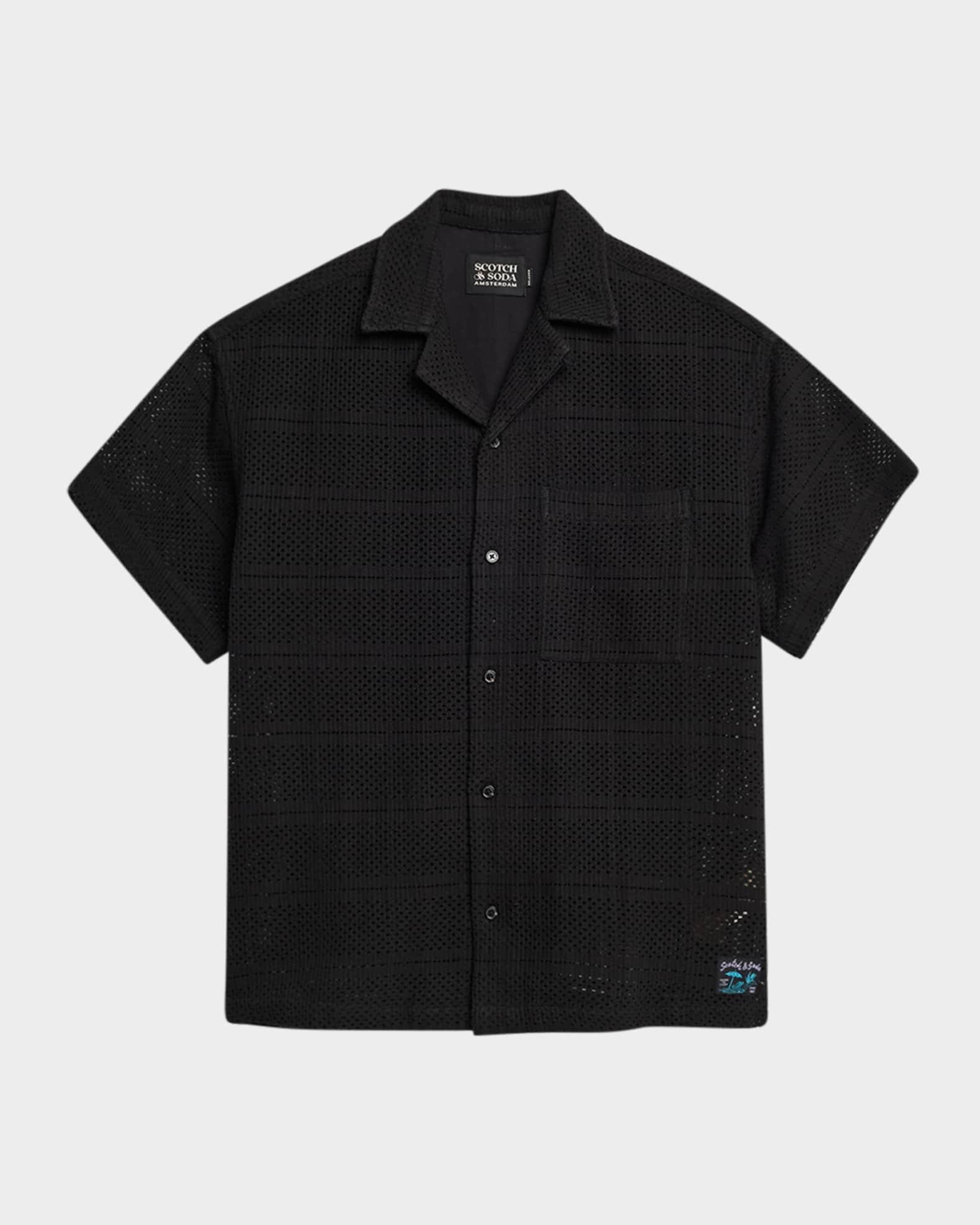 Men's Relaxed Crochet Camp Shirt Product Image