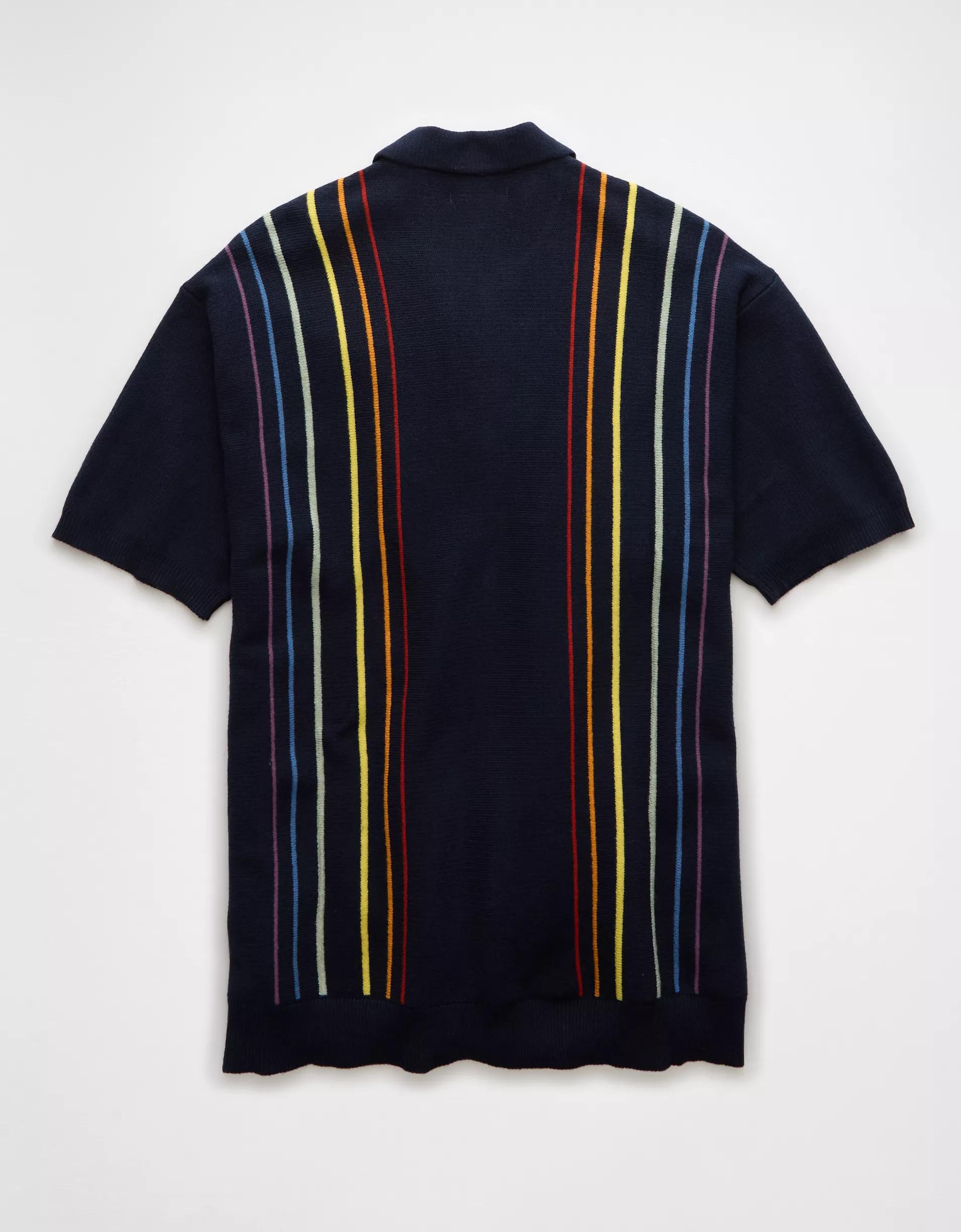 AE Pride Weekend Button-Up Sweater Polo Shirt Product Image