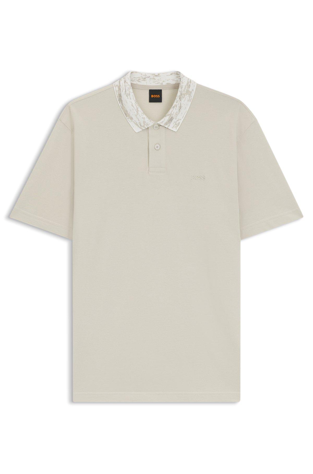 Relaxed-fit cotton-piqué polo shirt with collar artwork Product Image