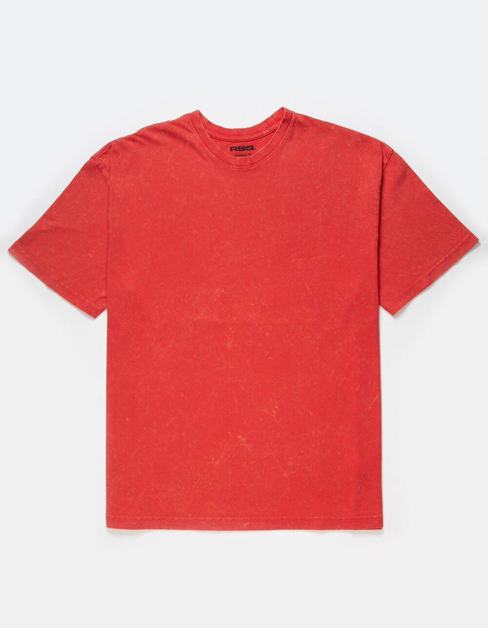 RSQ Mens Acid Wash Oversized Tee - ORANGE Product Image