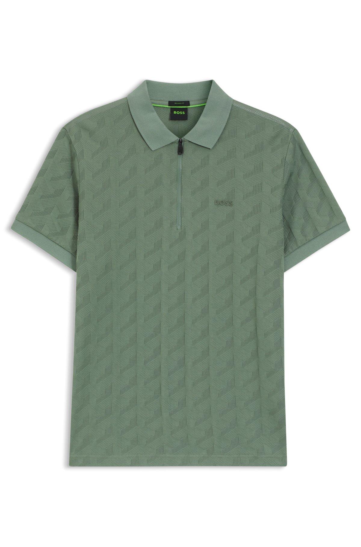 Mercerised-cotton polo shirt with jacquard pattern Product Image