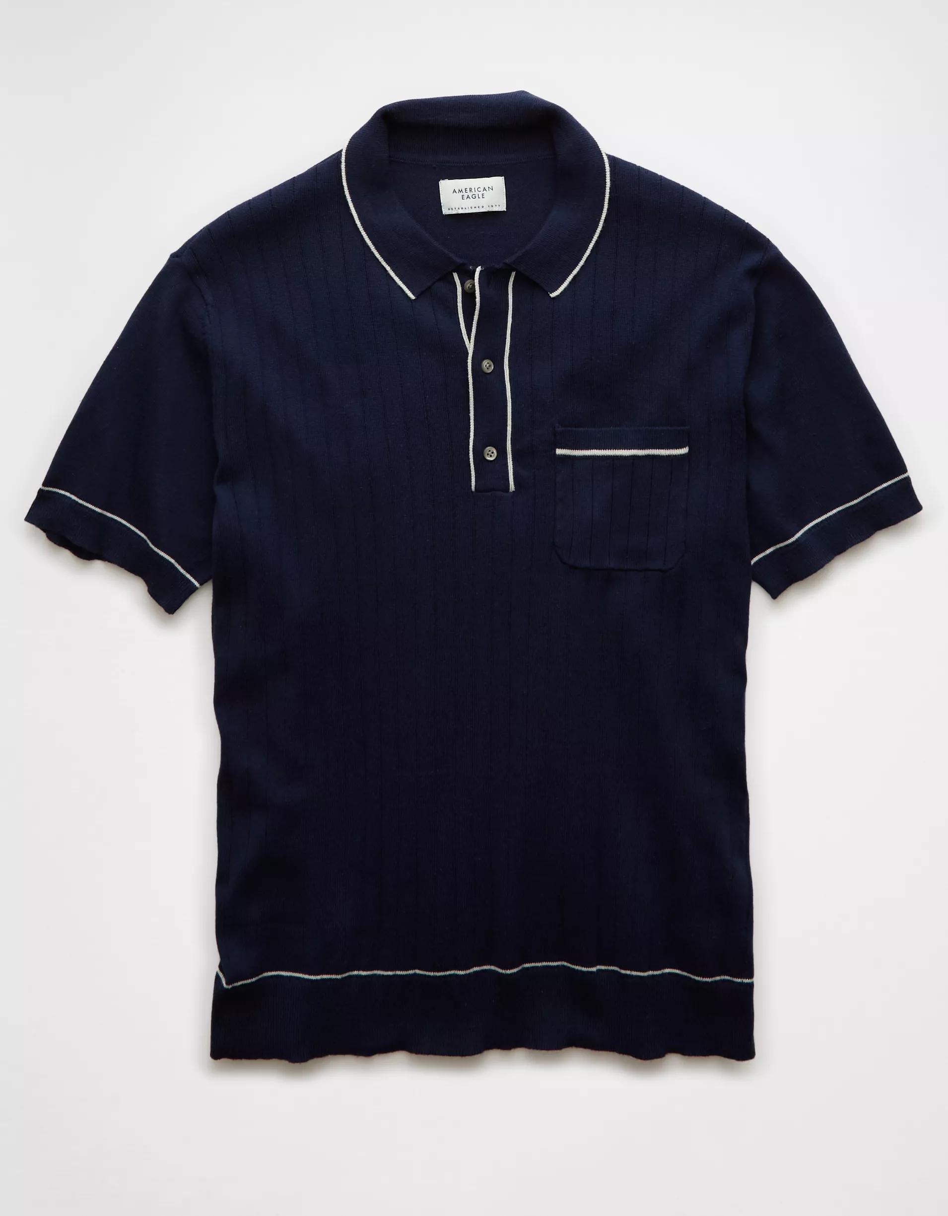 AE Weekend Tipped Sweater Polo Shirt Product Image