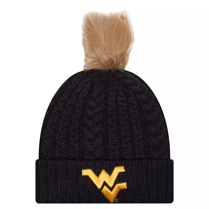 Women's New Era Navy West Virginia Mountaineers Luxury Cuffed Knit Hat with Pom, Blue Product Image