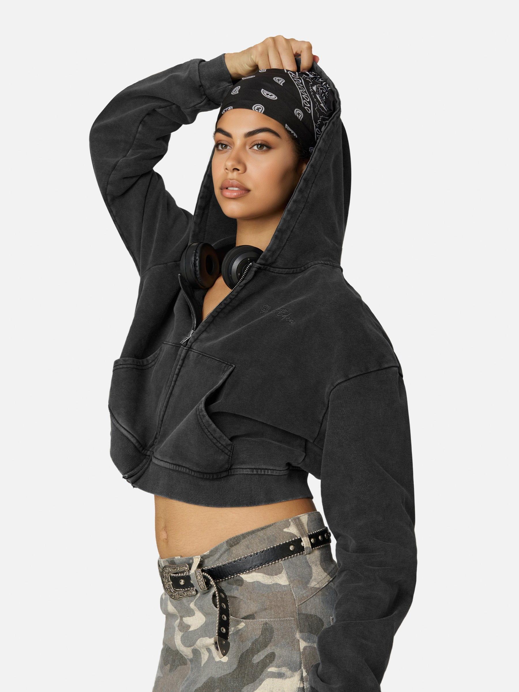 Aelfric Eden Cropped Solid Zip Up Hoodie Female Product Image